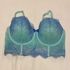 Victoria's Secret Teal to Blue Ombre Lace Longline Bra